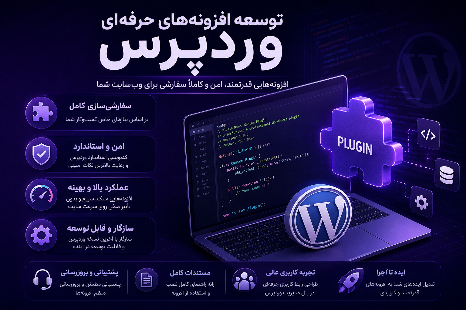 توسعه افزونه‌های حرفه‌ای وردپرس: معماری، امنیت و استانداردهای بازار وردپرس